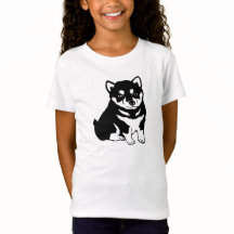 Le T-shirt de Shiba Inu de chiot de la fille