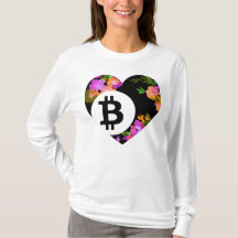 Le T-shirt des Coeur-Femmes de BITCOIN/FLORAL