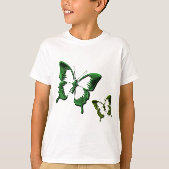 Le T-shirt des enfants verts de papillons (Devant)
