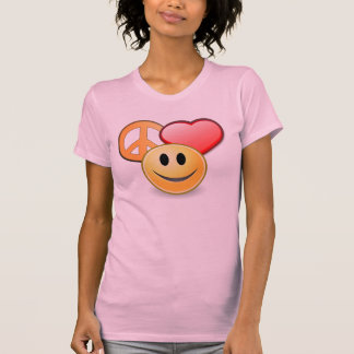 Le T-shirt des femmes d'amour et de bonheur de