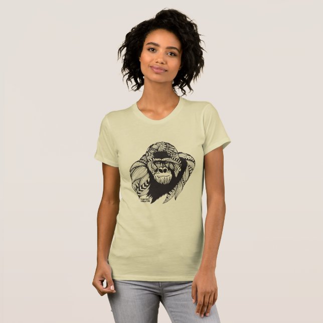 Le T-shirt des femmes de fonds de gorille de Dian (Devant entier)