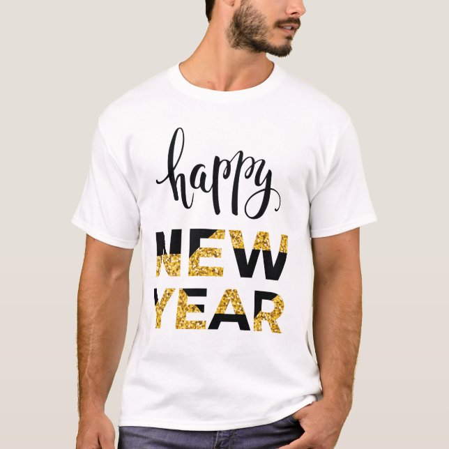 Le T-shirt des hommes d'art de mot de bonne année (Devant)