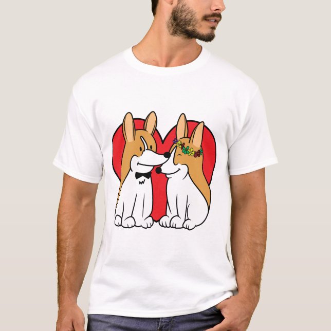 Le T-shirt des hommes de couples de corgi (Devant)