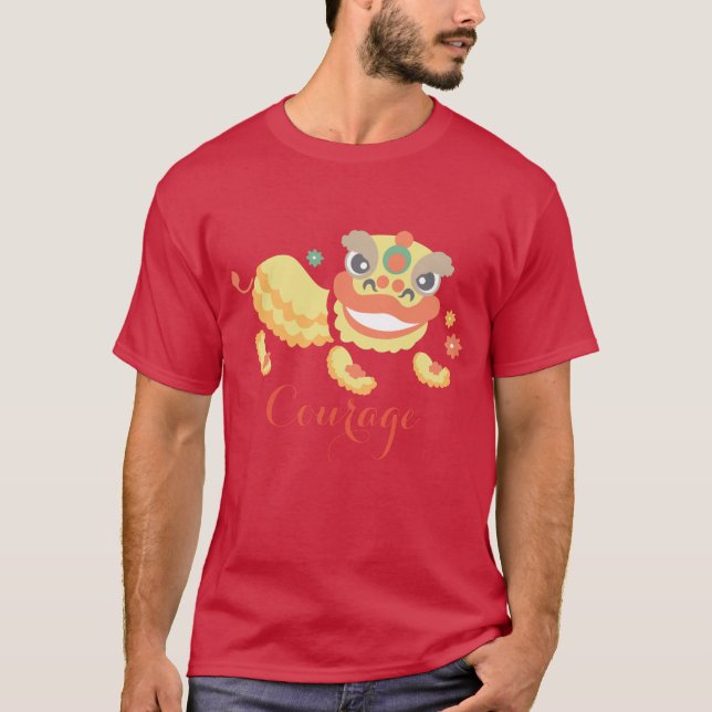 Le T-shirt des hommes de danse de lion de Jitaku (Devant)