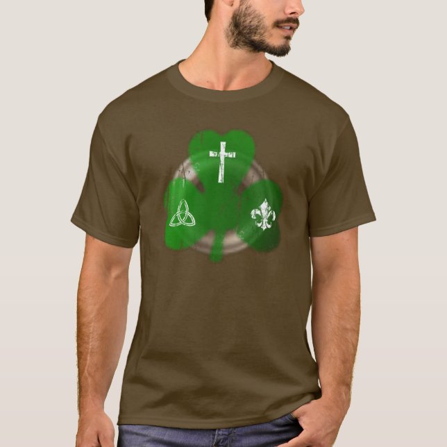 Le T-shirt des hommes irlandais de shamrock du (Devant)