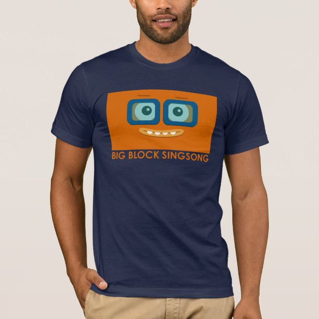 Le T-shirt des hommes oranges de bande d'amusement (Devant)