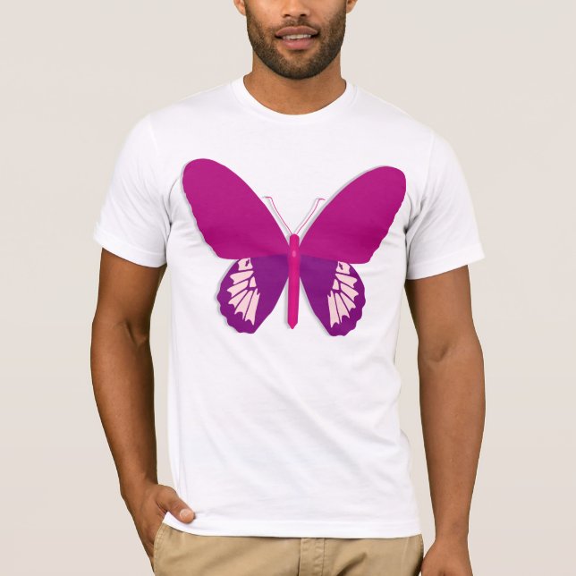 Le T-shirt des hommes roses de papillon (Devant)