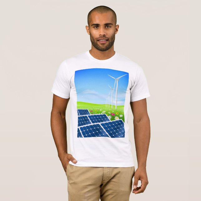 Le T-shirt des hommes solaire et d'énergie (Devant entier)