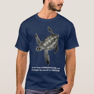 Le T-shirt des hommes - tortue - bleu marine