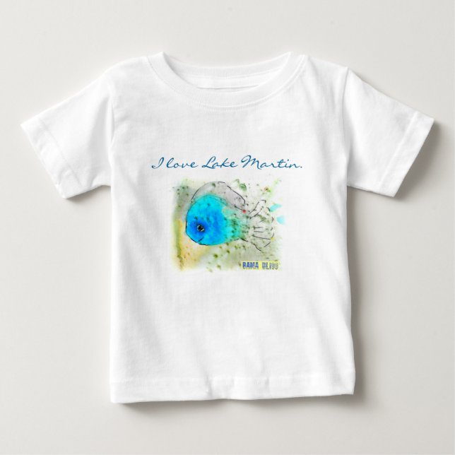 Le T-shirt des poissons du bébé "j'aime le lac (Devant)