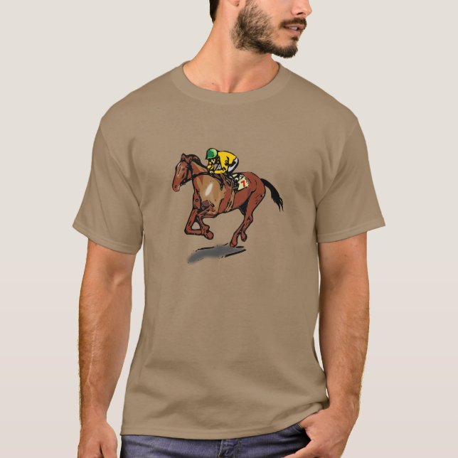 Le T-shirt d'hommes de course de chevaux (Devant)