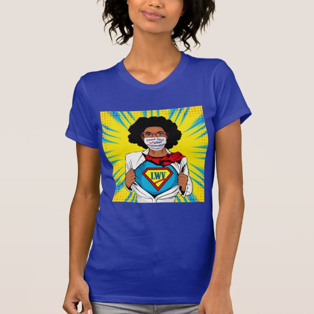 Le T-shirt féminin Stay Woke Vote Face Mask (Devant)