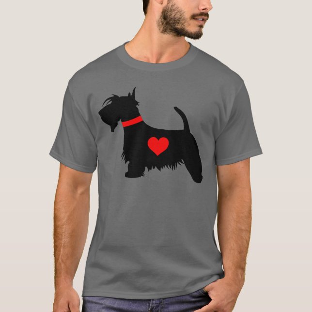 Le T-shirt foncé des hommes de coeur de chien de (Devant)