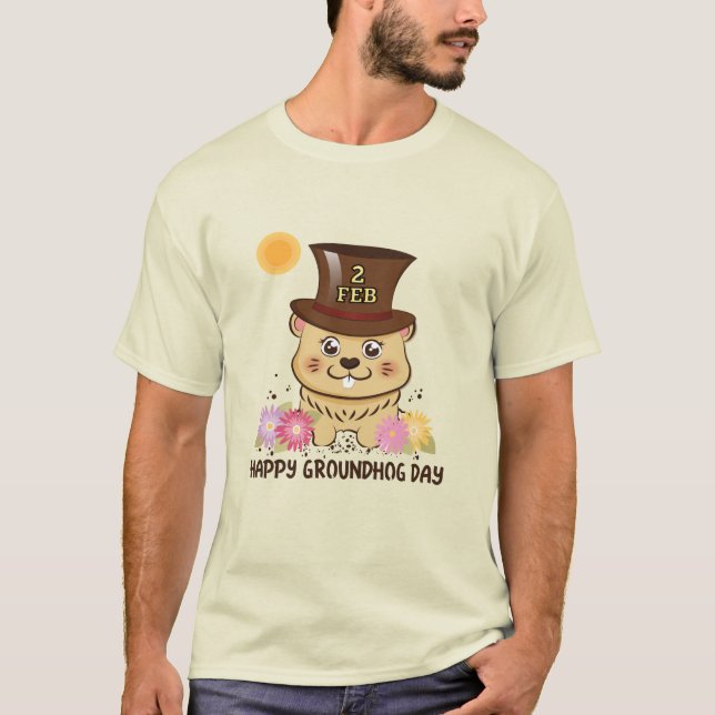 LE T-SHIRT GROUNDHOG JOUR DES HOMMES HEUREUX DU 2 (Devant)