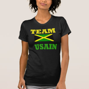le T-shirt noir des femmes de boulon d'usain