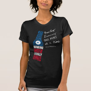 Le T-shirt noir des femmes vivantes de bouteille