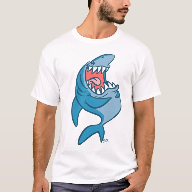 Le T-shirt riant de bande dessinée de requin (Devant)