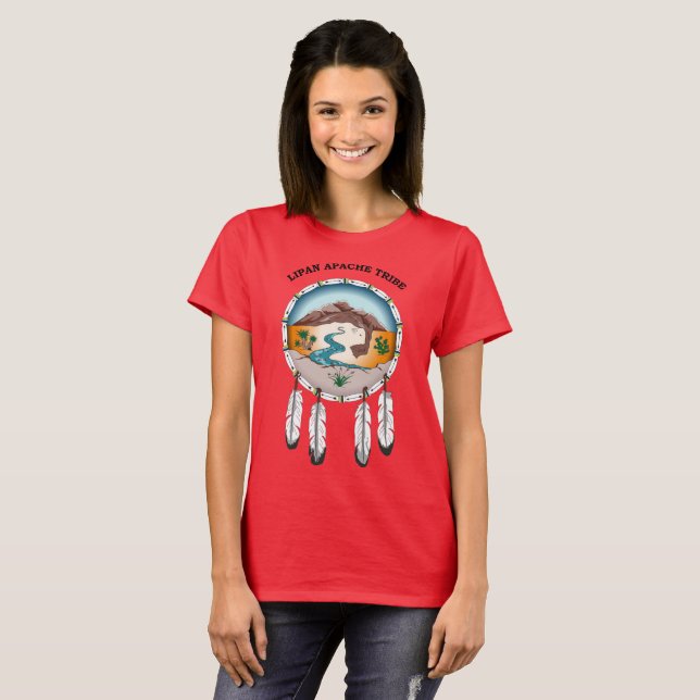 Le T-shirt ROUGE des femmes de tribu de Lipan (Devant entier)