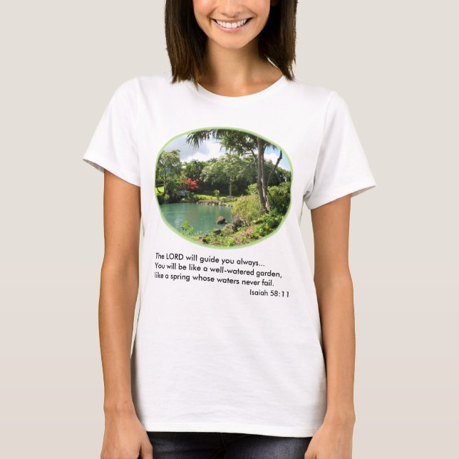Le T-shirt w/Verse des femmes hawaïennes de jardin (Devant)