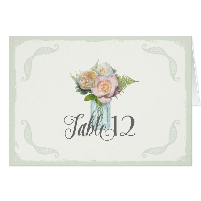 Le Tableau numérote le pot de maçon floral (Devant Horizontal)