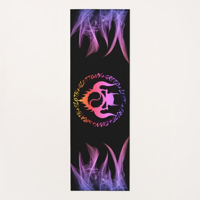 Le tapis de yoga des sept péchés capitaux en viole (Devant)