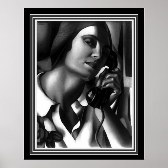 "Le Téléphone" Art Déco Imprimé -Tamara de Lempick (Devant)