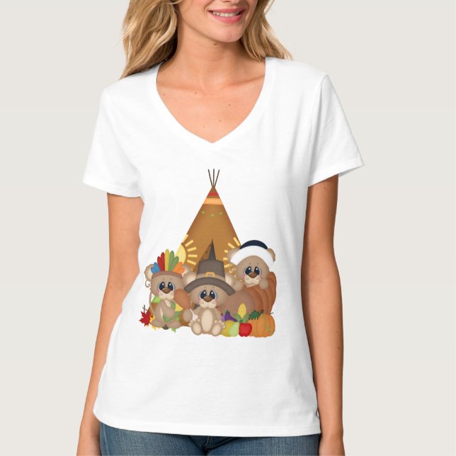Le thanksgiving soutient le T-shirt de carton de (Devant)