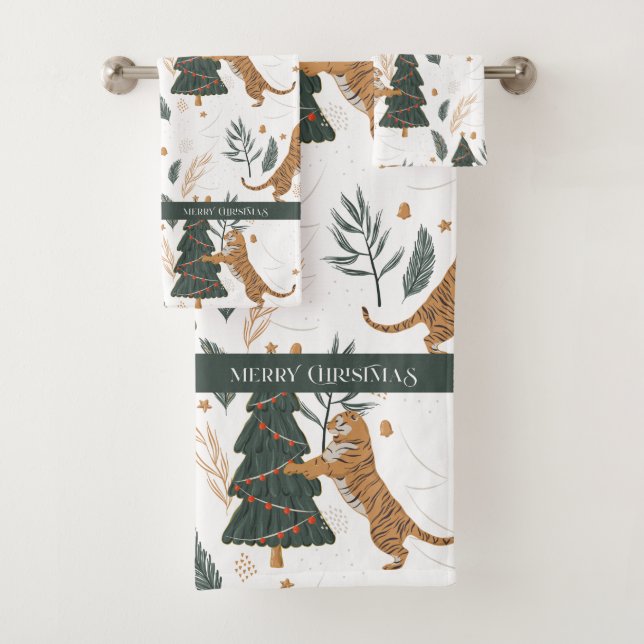 Le tigre de Noël et un Motif d'arbre (En situation)