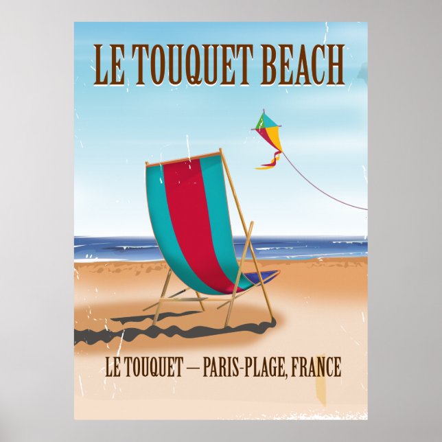 Le Touquet Beach affiche de voyage Vintage (Devant)