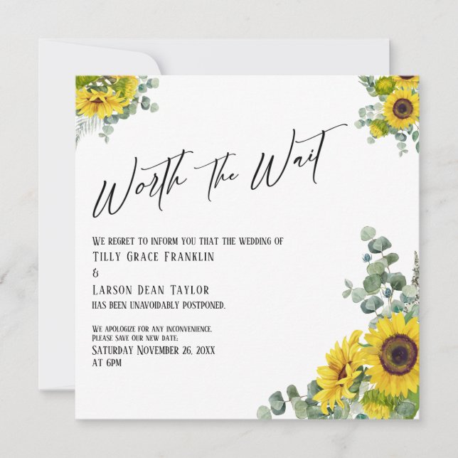 Le tournesol Eucalyptus vaut la carte de Mariage d (Devant)