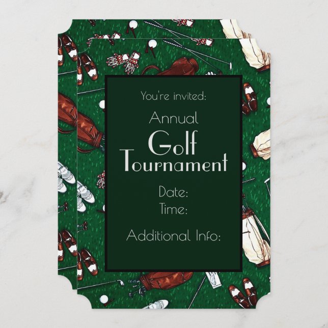 Le Tournoi de golf Tee Time Invitation verte (Devant / Derrière)