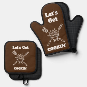 "Le ts Get Cookin" Ofenhandschuh & Topflappen-Set