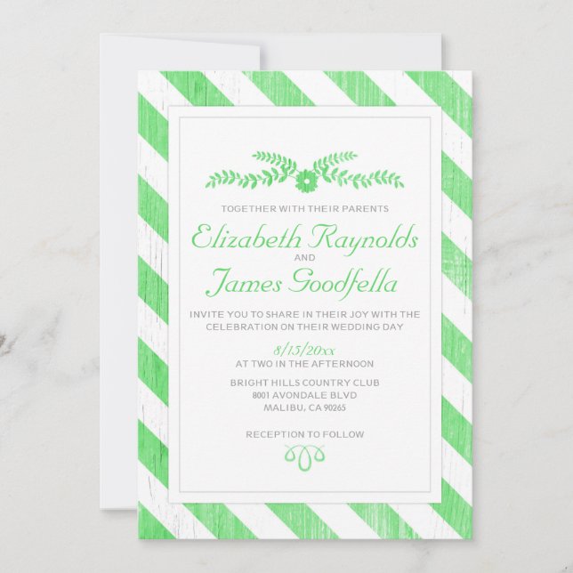 Le vert de chaux barre des invitations de mariage (Devant)