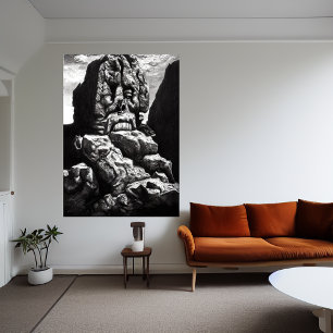 Le visage dans la montagne AI Art Poster