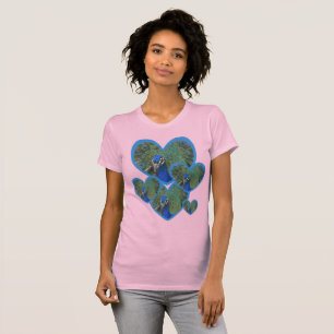 Le visage de paon dans les coeurs T-shirt filles R