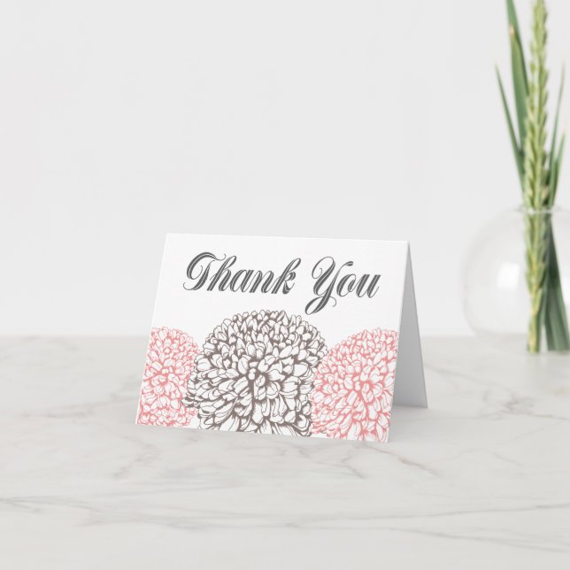 Le Zinnia rose fleurit la carte de voeux de Merci (Devant)