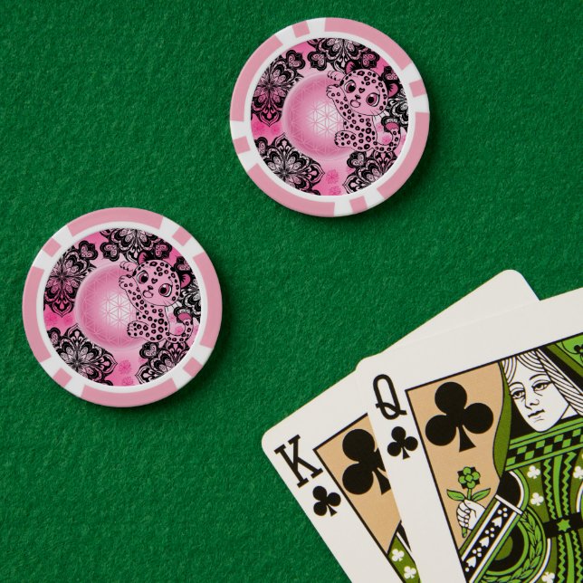 Léa der rosa Leopard Pokerchips (Pokertisch (doppelt))