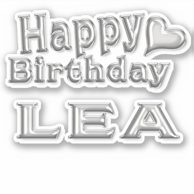 Lea Happy Birthday silver Aufkleber Sticker (Vorderseite)