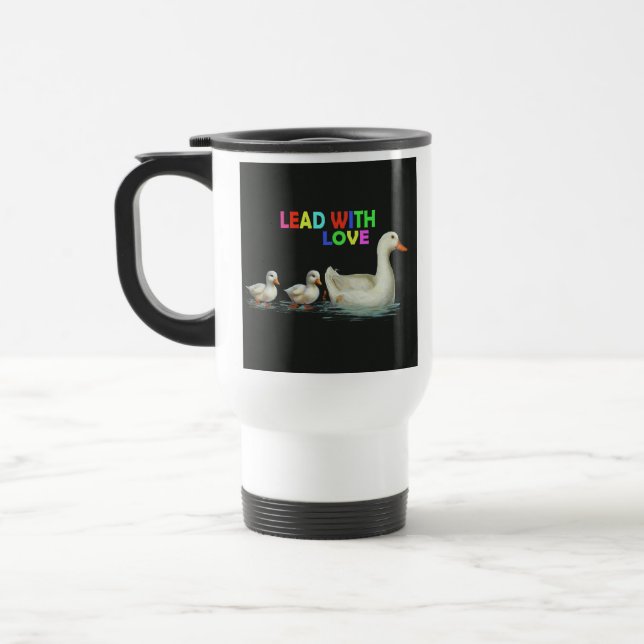 "Lead with Liebe" Reisecoffee-Mug Reisebecher (Links)