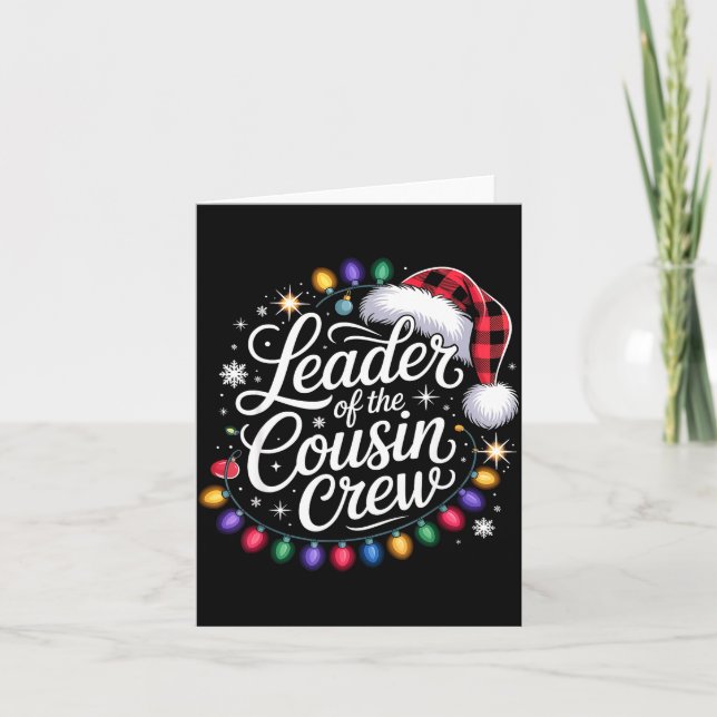Leader Of The Cousin Crew Xmas Lights Red Plaid Sa Karte (Vorderseite)