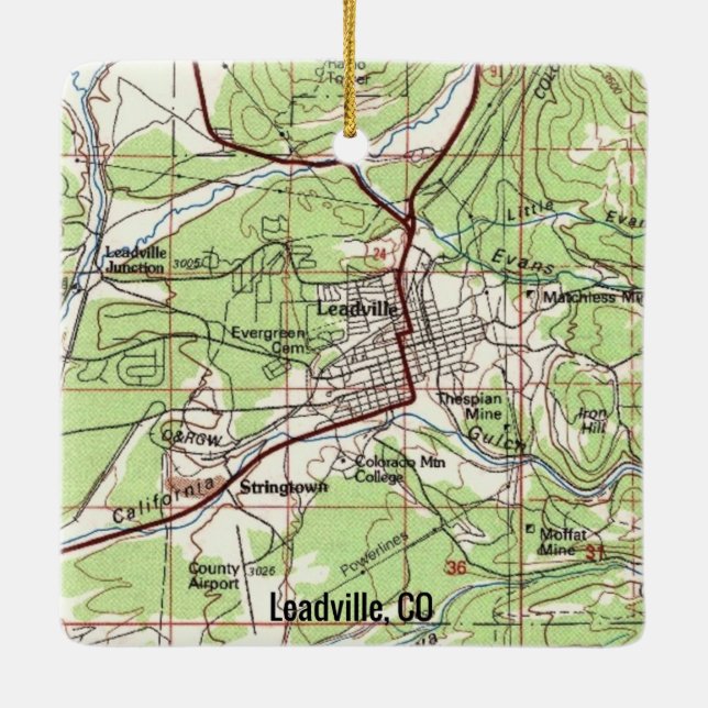 Leadville Colorado Topo Karte Keramikornament (Rückseite)