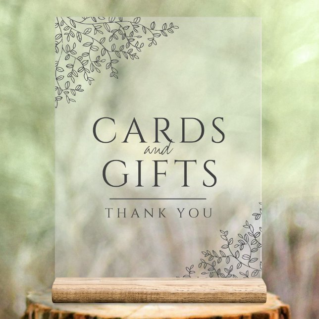 Leaf Art Hochzeit dunkelgraue weiße Karten und Ges Acrylschild (Von Creator hochgeladen)