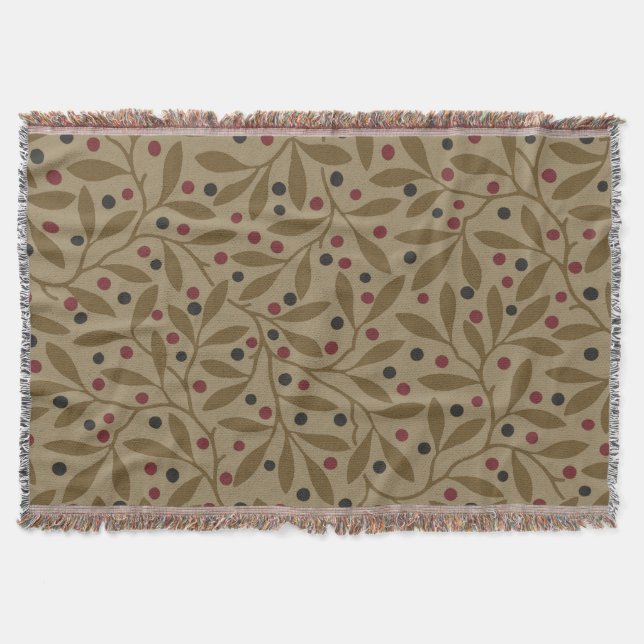 Leaf Berry Classic Hübsches Muster Kunst Decke (Vorderseite)