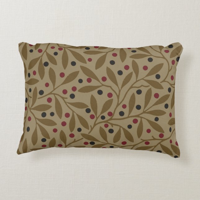 Leaf Berry Classic Hübsches Muster Kunst Dekokissen (Rückseite)