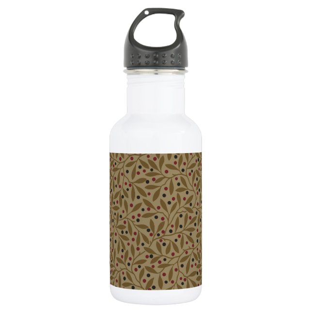 Leaf Berry Classic Hübsches Muster Kunst Edelstahlflasche (Vorderseite)