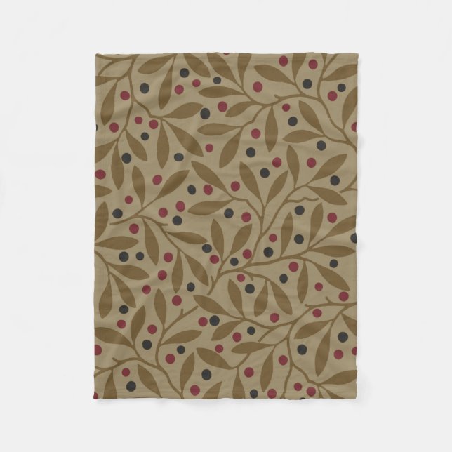 Leaf Berry Classic Hübsches Muster Kunst Fleecedecke (Vorderseite)