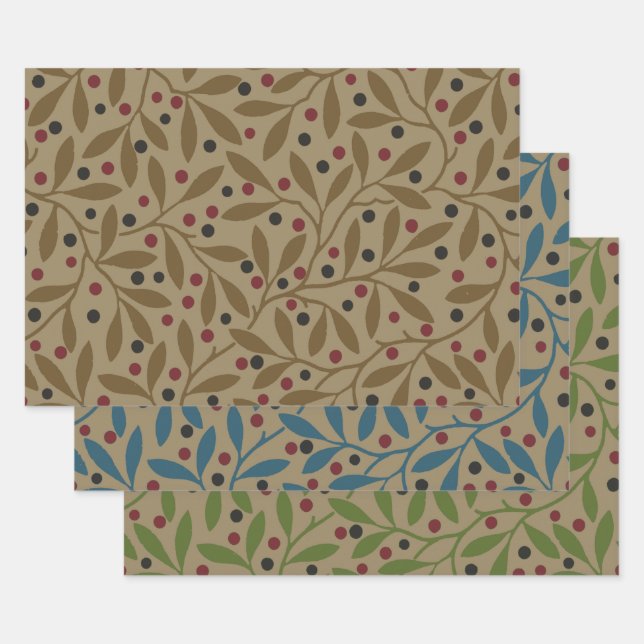 Leaf Berry Classic Hübsches Muster Kunst Geschenkpapier Set (Set)