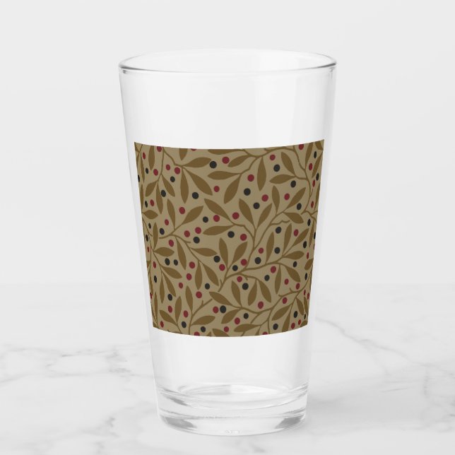 Leaf Berry Classic Hübsches Muster Kunst Glas (Vorderseite)