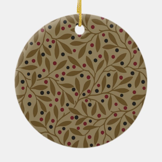 Leaf Berry Classic Hübsches Muster Kunst Keramik Ornament (Hinten)