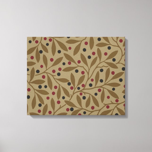 Leaf Berry Classic Hübsches Muster Kunst Leinwanddruck (Vorderseite)